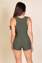 Load image into Gallery viewer, Solid Ribbed Slit Neckline Sleeveless Romper