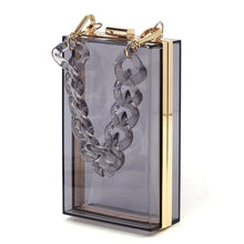 Load image into Gallery viewer, Acrylic Chain Handle See Thru Crossbody Clutch
