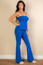 Load image into Gallery viewer, Side Slit Bandeau Top &amp; Flare Pants Set
