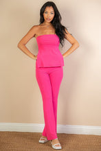 Load image into Gallery viewer, Side Slit Bandeau Top &amp; Flare Pants Set
