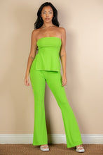 Load image into Gallery viewer, Side Slit Bandeau Top &amp; Flare Pants Set
