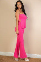 Load image into Gallery viewer, Side Slit Bandeau Top &amp; Flare Pants Set
