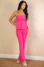 Load image into Gallery viewer, Side Slit Bandeau Top &amp; Flare Pants Set
