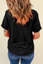 Load image into Gallery viewer, Black Mardi Gras Symbol Patched Crewneck T Shirt
