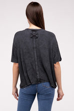 Load image into Gallery viewer, Washed Ribbed Cuffed Short Sleeve Round Neck Top
