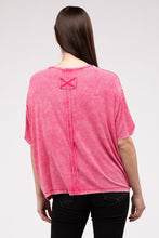 Load image into Gallery viewer, Washed Ribbed Cuffed Short Sleeve Round Neck Top
