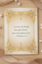 Load image into Gallery viewer, Luxury pocket scripture card reading I can do all things through Christ
