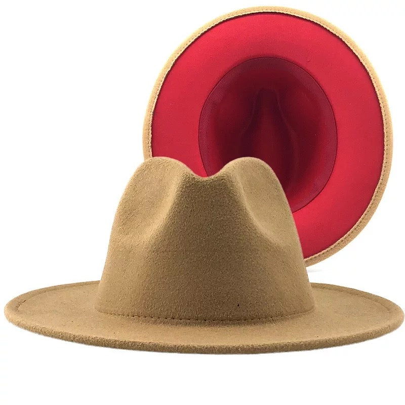 Caramel Fedora W/ Red Bottom