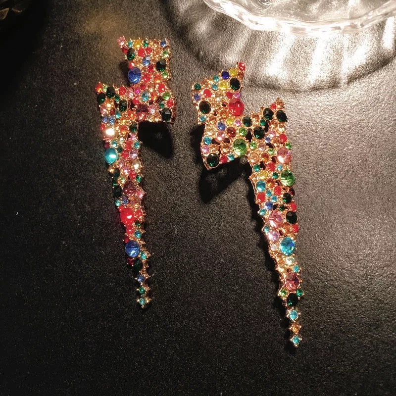 Don’t Get Struck Diamond Earrings - Black