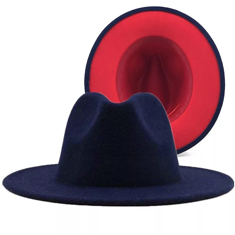 Navy Blue Fedora With Red Bottom