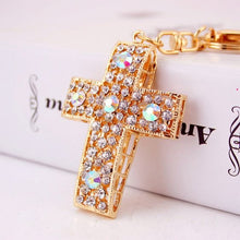 Load image into Gallery viewer, Let’s Praise Him -  Crystal Cross Keychain
