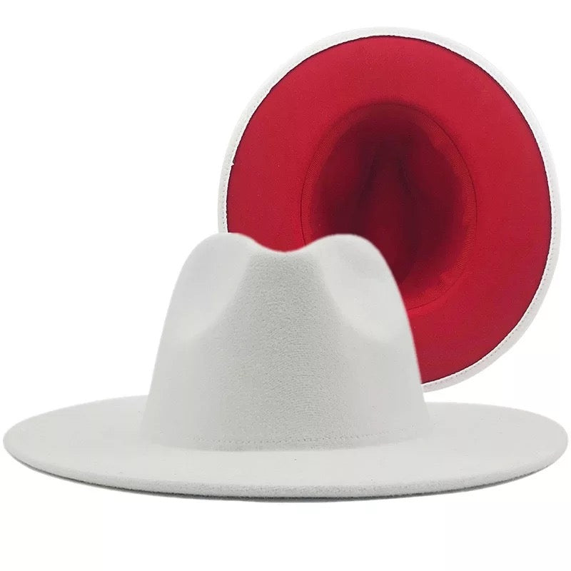 Winter White Fedora With Red Bottom