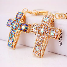 Load image into Gallery viewer, Let’s Praise Him -  Crystal Cross Keychain
